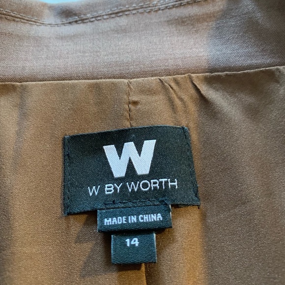 W by Worth Blazer Ruffle Back Brown Size 14 - Picture 6 of 8